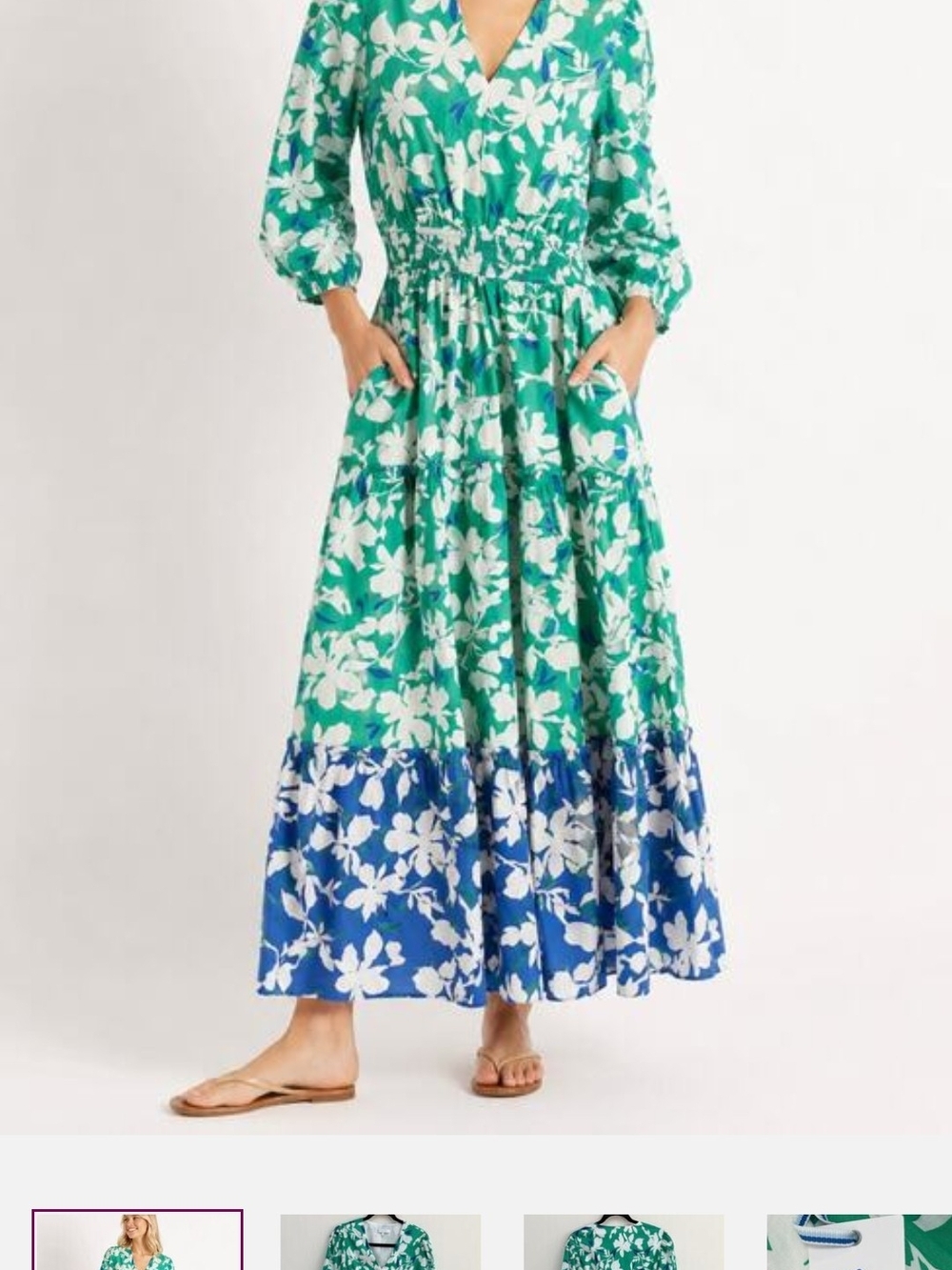 Southern Tide Green & Blue Floral Tiered Maxi Dress Retails For $188.